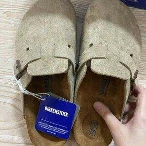 Birkenstock Suede Clogs in Light Tan sandals